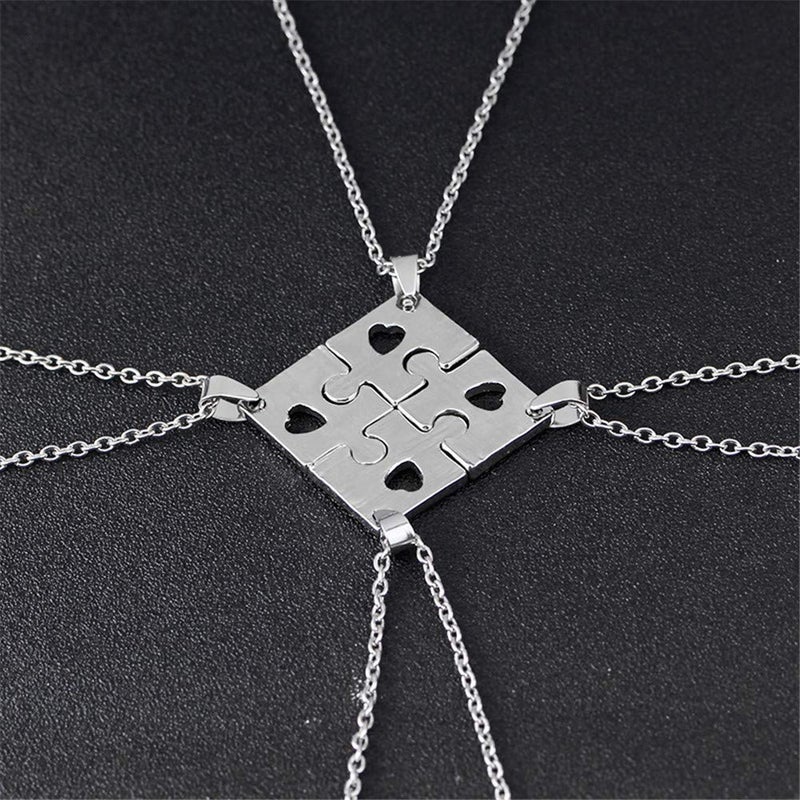 Sisadodo Best Friend Friendship Necklaces for 4, Best Friends Forever Friend Necklace Engraved Puzzle Friendship Pendant Charm Necklaces Set Christma Gift for Women Female - Image 2